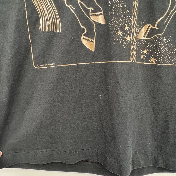 Vintage 1989 Air Waves‎ Black Single Stitch Gold Foil Carousel Tee Shirt XL - Picture 9 of 9